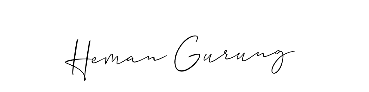 Also You can easily find your signature by using the search form. We will create Heman Gurung name handwritten signature images for you free of cost using Allison_Script sign style. Heman Gurung signature style 2 images and pictures png