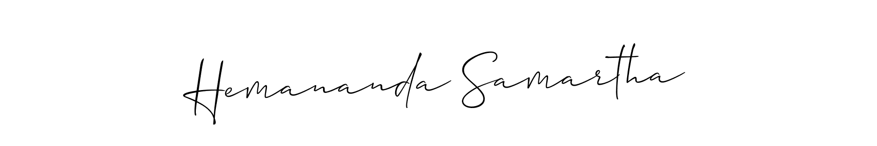 How to make Hemananda Samartha name signature. Use Allison_Script style for creating short signs online. This is the latest handwritten sign. Hemananda Samartha signature style 2 images and pictures png