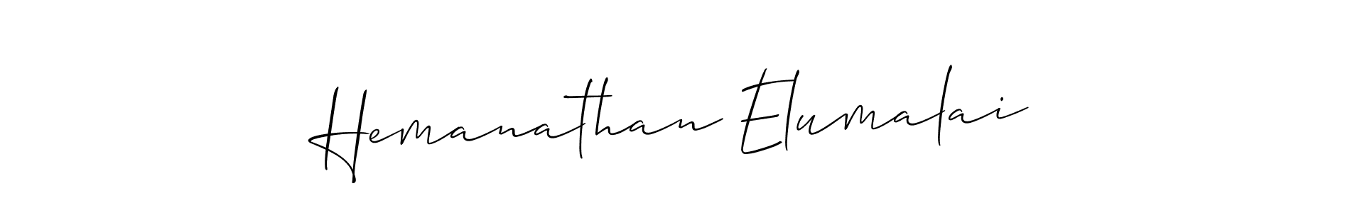 Make a short Hemanathan Elumalai signature style. Manage your documents anywhere anytime using Allison_Script. Create and add eSignatures, submit forms, share and send files easily. Hemanathan Elumalai signature style 2 images and pictures png