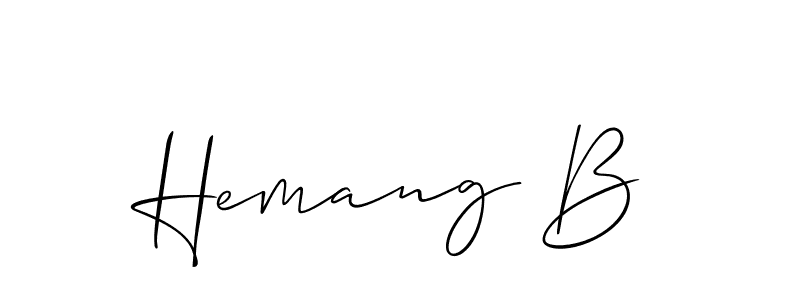 Make a beautiful signature design for name Hemang B. With this signature (Allison_Script) style, you can create a handwritten signature for free. Hemang B signature style 2 images and pictures png