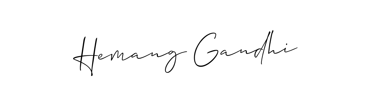 Make a beautiful signature design for name Hemang Gandhi. With this signature (Allison_Script) style, you can create a handwritten signature for free. Hemang Gandhi signature style 2 images and pictures png