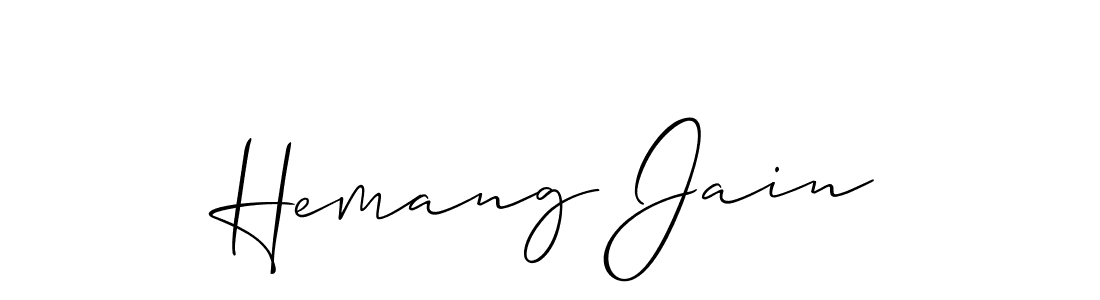 Also You can easily find your signature by using the search form. We will create Hemang Jain name handwritten signature images for you free of cost using Allison_Script sign style. Hemang Jain signature style 2 images and pictures png