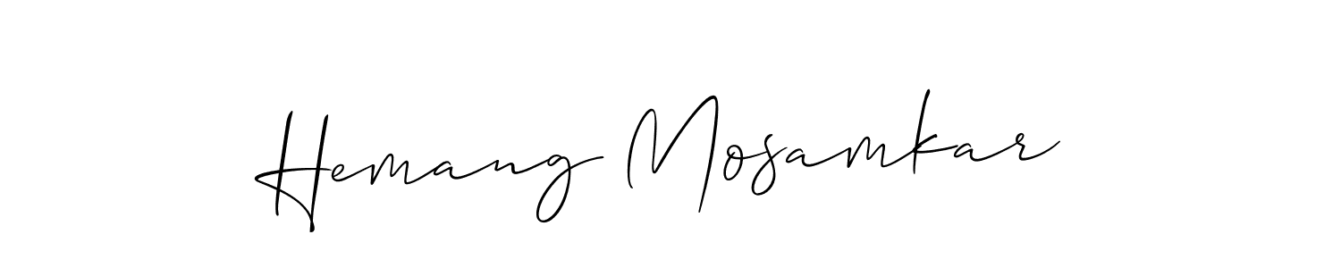 Use a signature maker to create a handwritten signature online. With this signature software, you can design (Allison_Script) your own signature for name Hemang Mosamkar. Hemang Mosamkar signature style 2 images and pictures png