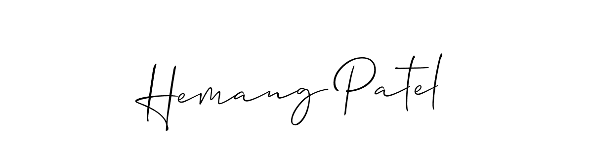 Create a beautiful signature design for name Hemang Patel. With this signature (Allison_Script) fonts, you can make a handwritten signature for free. Hemang Patel signature style 2 images and pictures png