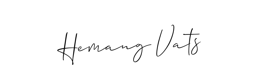 if you are searching for the best signature style for your name Hemang Vats. so please give up your signature search. here we have designed multiple signature styles  using Allison_Script. Hemang Vats signature style 2 images and pictures png