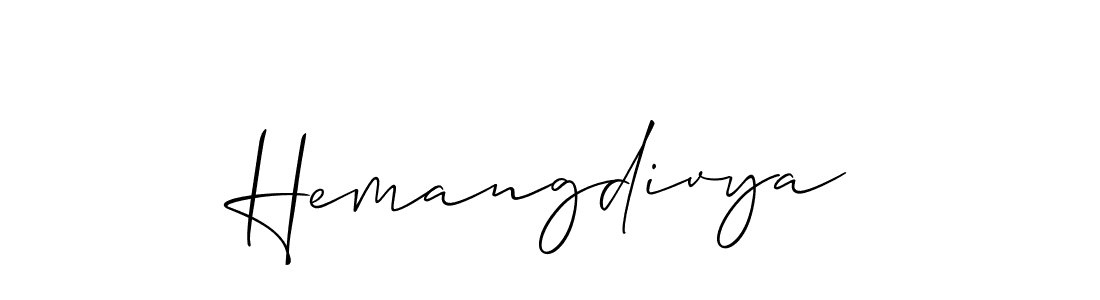 if you are searching for the best signature style for your name Hemangdivya. so please give up your signature search. here we have designed multiple signature styles  using Allison_Script. Hemangdivya signature style 2 images and pictures png