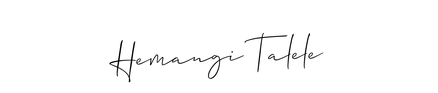 This is the best signature style for the Hemangi Talele name. Also you like these signature font (Allison_Script). Mix name signature. Hemangi Talele signature style 2 images and pictures png