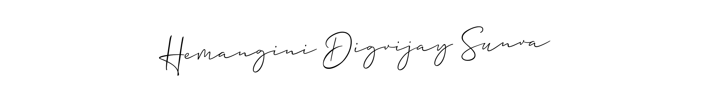 How to make Hemangini Digvijay Sunva name signature. Use Allison_Script style for creating short signs online. This is the latest handwritten sign. Hemangini Digvijay Sunva signature style 2 images and pictures png