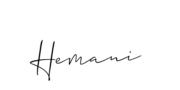 Make a beautiful signature design for name Hemani. With this signature (Allison_Script) style, you can create a handwritten signature for free. Hemani signature style 2 images and pictures png