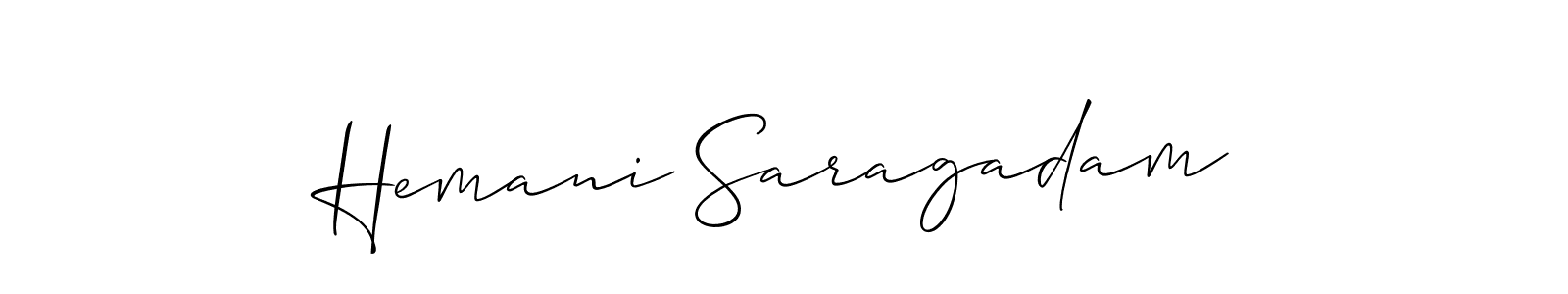 Make a short Hemani Saragadam signature style. Manage your documents anywhere anytime using Allison_Script. Create and add eSignatures, submit forms, share and send files easily. Hemani Saragadam signature style 2 images and pictures png
