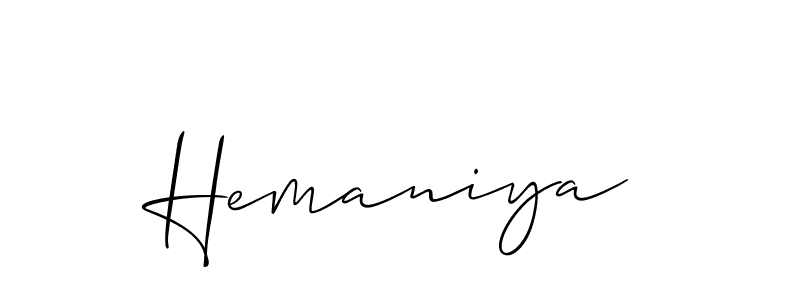 How to make Hemaniya signature? Allison_Script is a professional autograph style. Create handwritten signature for Hemaniya name. Hemaniya signature style 2 images and pictures png
