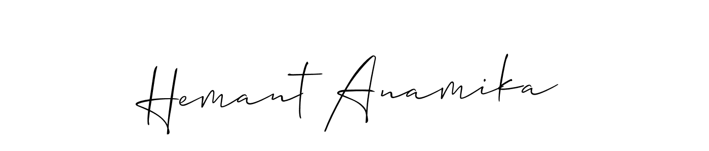 It looks lik you need a new signature style for name Hemant Anamika. Design unique handwritten (Allison_Script) signature with our free signature maker in just a few clicks. Hemant Anamika signature style 2 images and pictures png