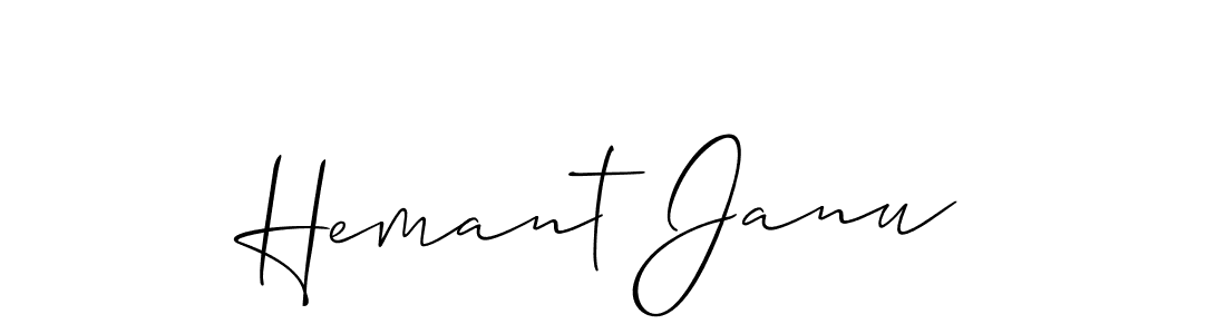 The best way (Allison_Script) to make a short signature is to pick only two or three words in your name. The name Hemant Janu include a total of six letters. For converting this name. Hemant Janu signature style 2 images and pictures png