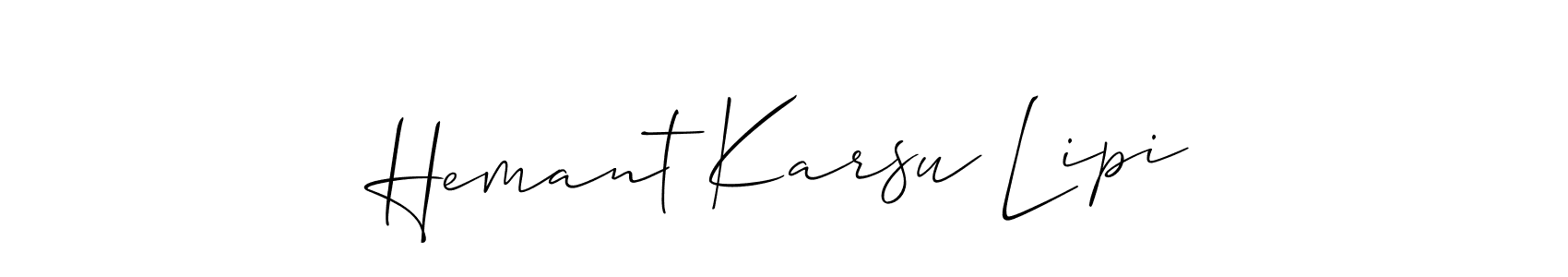 if you are searching for the best signature style for your name Hemant Karsu Lipi. so please give up your signature search. here we have designed multiple signature styles  using Allison_Script. Hemant Karsu Lipi signature style 2 images and pictures png