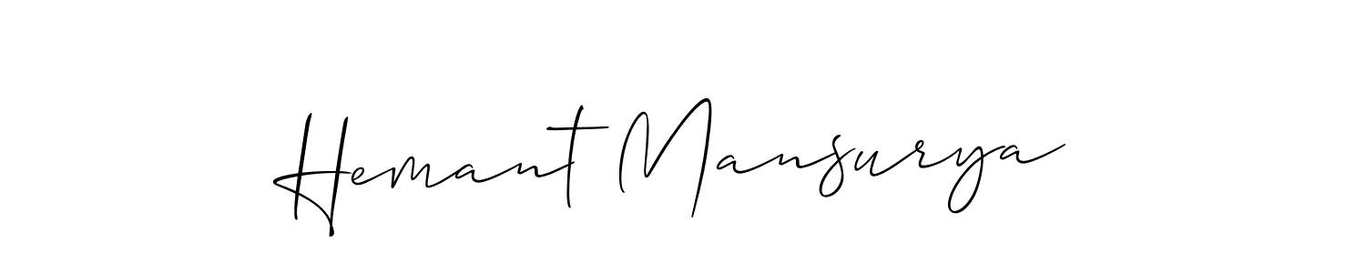This is the best signature style for the Hemant Mansurya name. Also you like these signature font (Allison_Script). Mix name signature. Hemant Mansurya signature style 2 images and pictures png