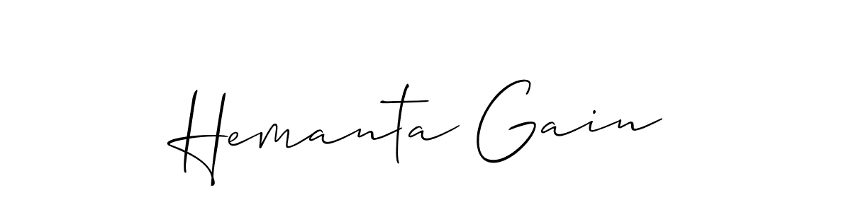 Allison_Script is a professional signature style that is perfect for those who want to add a touch of class to their signature. It is also a great choice for those who want to make their signature more unique. Get Hemanta Gain name to fancy signature for free. Hemanta Gain signature style 2 images and pictures png