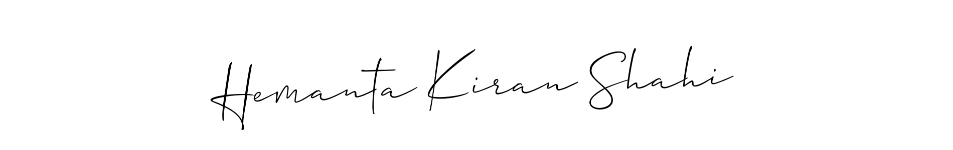 It looks lik you need a new signature style for name Hemanta Kiran Shahi. Design unique handwritten (Allison_Script) signature with our free signature maker in just a few clicks. Hemanta Kiran Shahi signature style 2 images and pictures png