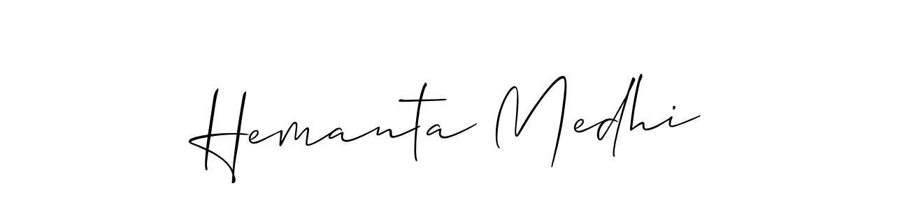 You should practise on your own different ways (Allison_Script) to write your name (Hemanta Medhi) in signature. don't let someone else do it for you. Hemanta Medhi signature style 2 images and pictures png