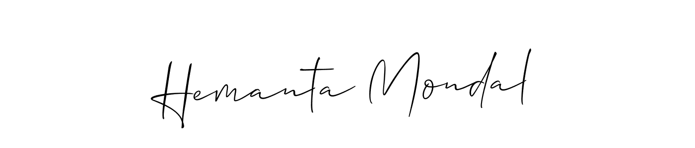 Create a beautiful signature design for name Hemanta Mondal. With this signature (Allison_Script) fonts, you can make a handwritten signature for free. Hemanta Mondal signature style 2 images and pictures png