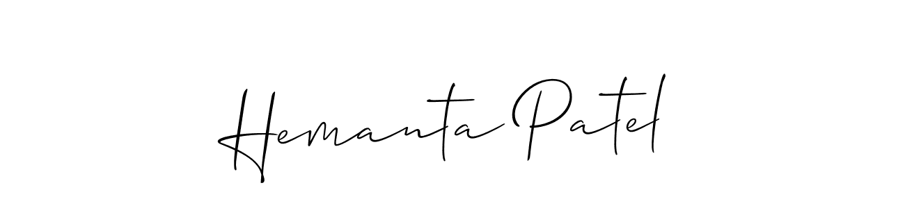 Make a beautiful signature design for name Hemanta Patel. With this signature (Allison_Script) style, you can create a handwritten signature for free. Hemanta Patel signature style 2 images and pictures png