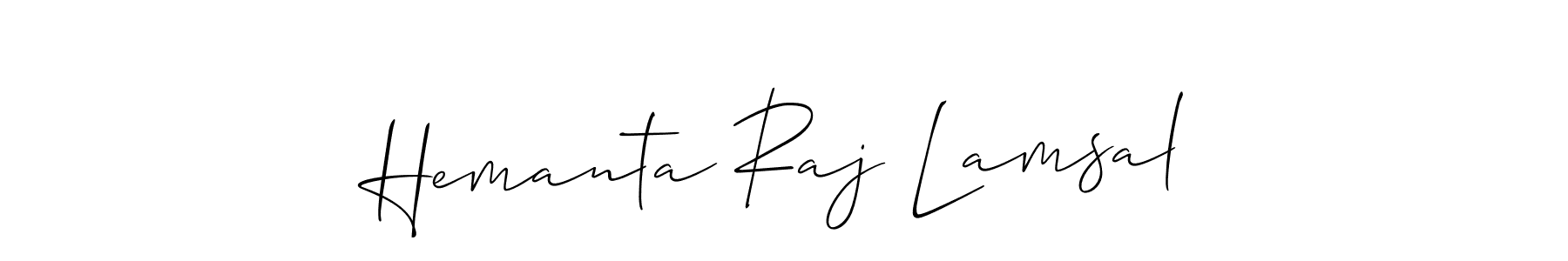 Allison_Script is a professional signature style that is perfect for those who want to add a touch of class to their signature. It is also a great choice for those who want to make their signature more unique. Get Hemanta Raj Lamsal name to fancy signature for free. Hemanta Raj Lamsal signature style 2 images and pictures png