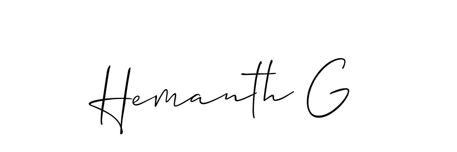 It looks lik you need a new signature style for name Hemanth G. Design unique handwritten (Allison_Script) signature with our free signature maker in just a few clicks. Hemanth G signature style 2 images and pictures png