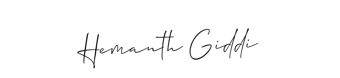 Use a signature maker to create a handwritten signature online. With this signature software, you can design (Allison_Script) your own signature for name Hemanth Giddi. Hemanth Giddi signature style 2 images and pictures png