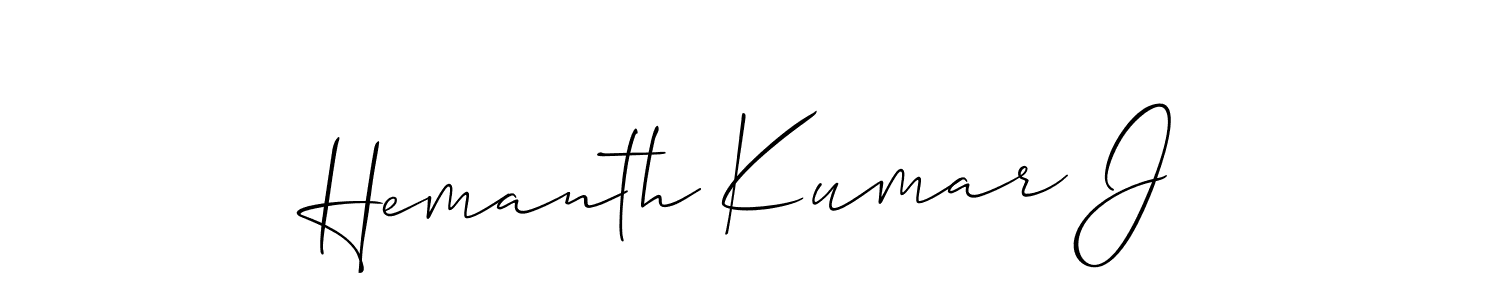 The best way (Allison_Script) to make a short signature is to pick only two or three words in your name. The name Hemanth Kumar J include a total of six letters. For converting this name. Hemanth Kumar J signature style 2 images and pictures png