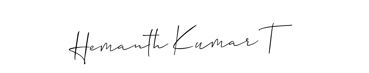 Create a beautiful signature design for name Hemanth Kumar T. With this signature (Allison_Script) fonts, you can make a handwritten signature for free. Hemanth Kumar T signature style 2 images and pictures png