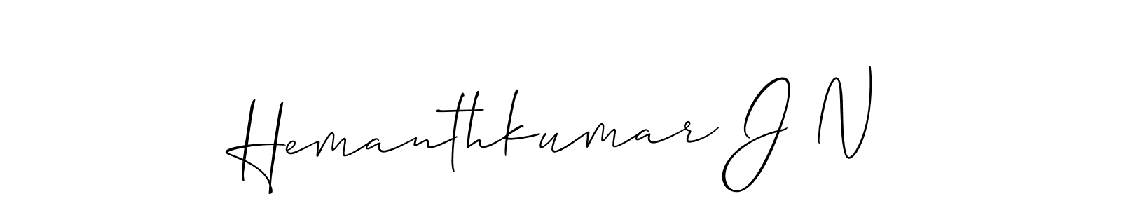 Make a short Hemanthkumar J N signature style. Manage your documents anywhere anytime using Allison_Script. Create and add eSignatures, submit forms, share and send files easily. Hemanthkumar J N signature style 2 images and pictures png