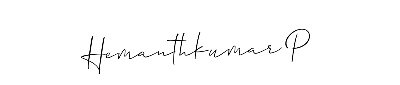 Create a beautiful signature design for name Hemanthkumar P. With this signature (Allison_Script) fonts, you can make a handwritten signature for free. Hemanthkumar P signature style 2 images and pictures png