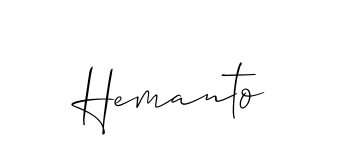 Create a beautiful signature design for name Hemanto. With this signature (Allison_Script) fonts, you can make a handwritten signature for free. Hemanto signature style 2 images and pictures png