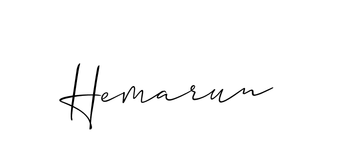 How to make Hemarun name signature. Use Allison_Script style for creating short signs online. This is the latest handwritten sign. Hemarun signature style 2 images and pictures png