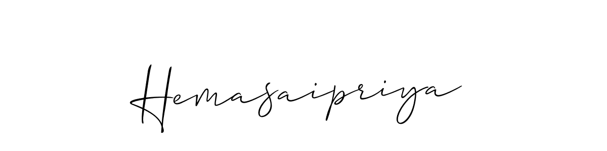 if you are searching for the best signature style for your name Hemasaipriya. so please give up your signature search. here we have designed multiple signature styles  using Allison_Script. Hemasaipriya signature style 2 images and pictures png