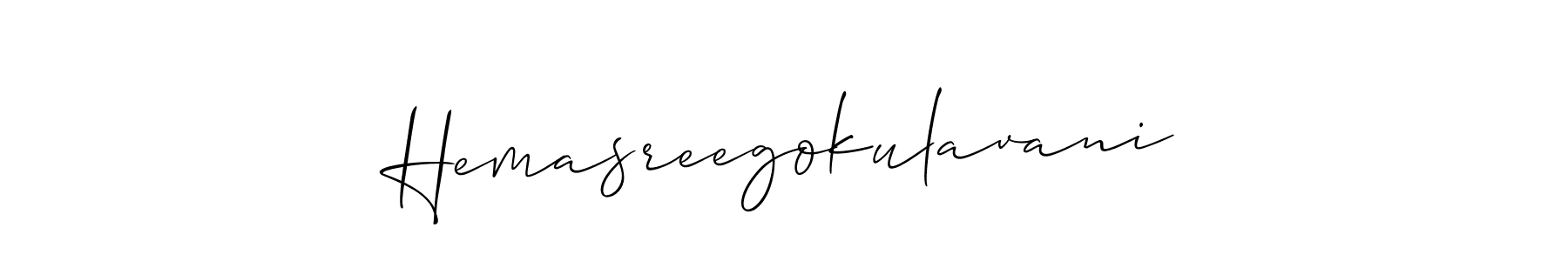 Similarly Allison_Script is the best handwritten signature design. Signature creator online .You can use it as an online autograph creator for name Hemasreegokulavani. Hemasreegokulavani signature style 2 images and pictures png
