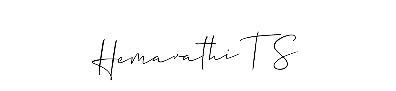 Design your own signature with our free online signature maker. With this signature software, you can create a handwritten (Allison_Script) signature for name Hemavathi T S. Hemavathi T S signature style 2 images and pictures png