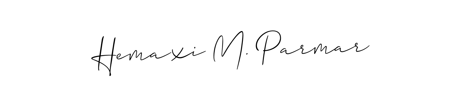Make a beautiful signature design for name Hemaxi M. Parmar. With this signature (Allison_Script) style, you can create a handwritten signature for free. Hemaxi M. Parmar signature style 2 images and pictures png