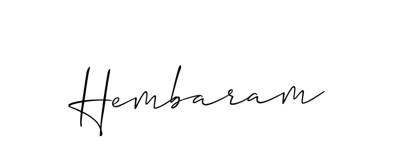 if you are searching for the best signature style for your name Hembaram. so please give up your signature search. here we have designed multiple signature styles  using Allison_Script. Hembaram signature style 2 images and pictures png