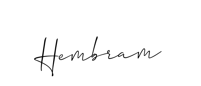 Make a beautiful signature design for name Hembram. With this signature (Allison_Script) style, you can create a handwritten signature for free. Hembram signature style 2 images and pictures png