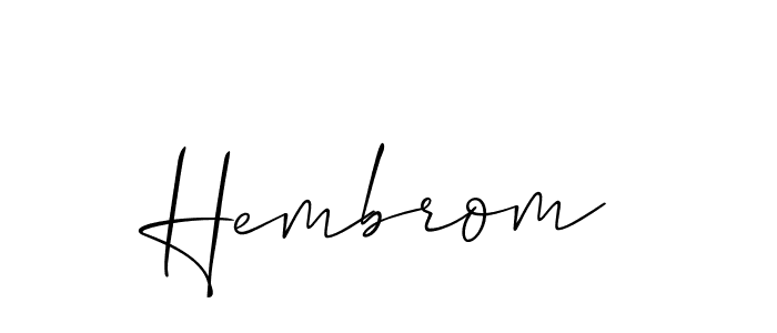 Use a signature maker to create a handwritten signature online. With this signature software, you can design (Allison_Script) your own signature for name Hembrom. Hembrom signature style 2 images and pictures png