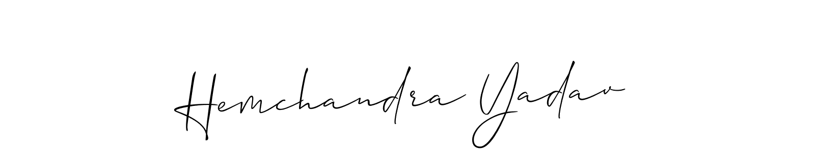 if you are searching for the best signature style for your name Hemchandra Yadav. so please give up your signature search. here we have designed multiple signature styles  using Allison_Script. Hemchandra Yadav signature style 2 images and pictures png