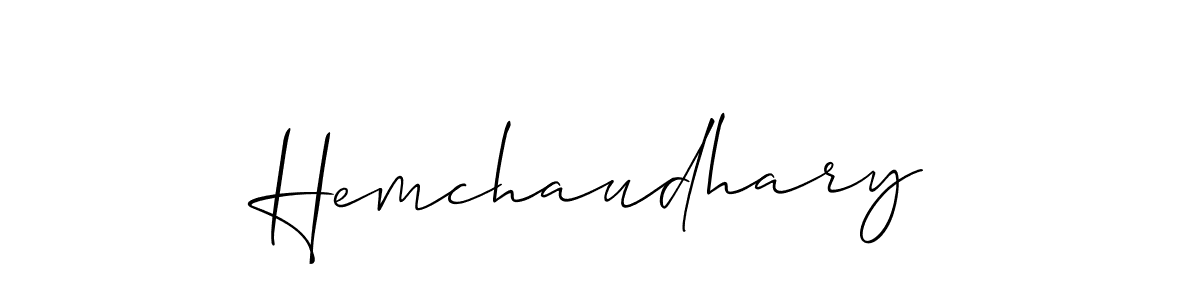 Use a signature maker to create a handwritten signature online. With this signature software, you can design (Allison_Script) your own signature for name Hemchaudhary. Hemchaudhary signature style 2 images and pictures png