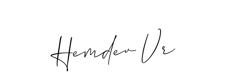 The best way (Allison_Script) to make a short signature is to pick only two or three words in your name. The name Hemdev Vr include a total of six letters. For converting this name. Hemdev Vr signature style 2 images and pictures png