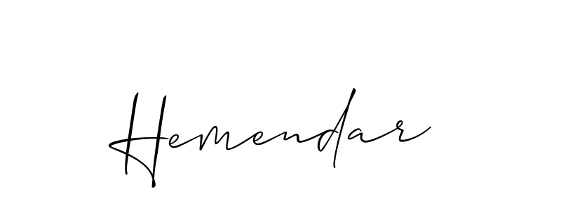 Use a signature maker to create a handwritten signature online. With this signature software, you can design (Allison_Script) your own signature for name Hemendar. Hemendar signature style 2 images and pictures png