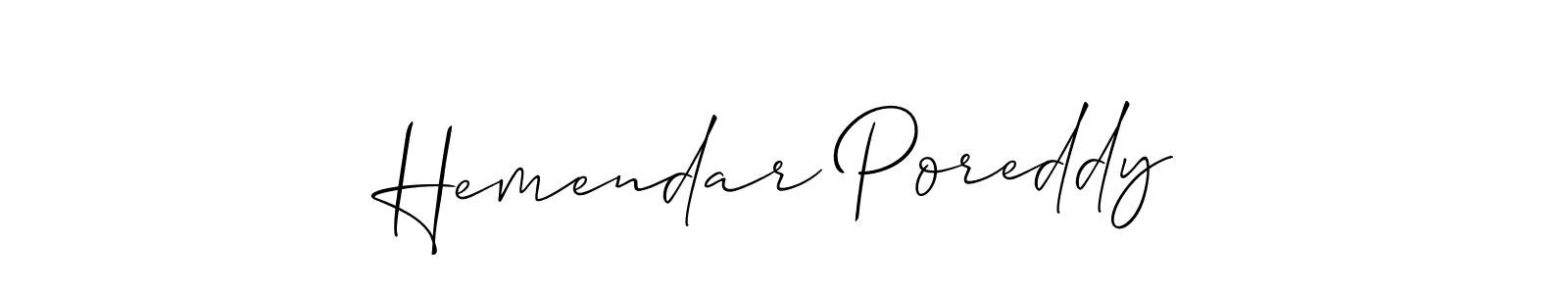 Use a signature maker to create a handwritten signature online. With this signature software, you can design (Allison_Script) your own signature for name Hemendar Poreddy. Hemendar Poreddy signature style 2 images and pictures png