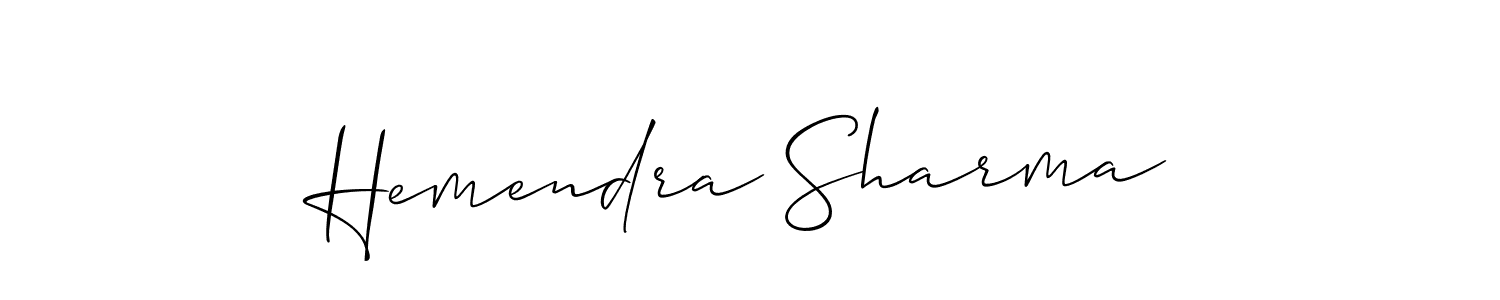 Make a beautiful signature design for name Hemendra Sharma. With this signature (Allison_Script) style, you can create a handwritten signature for free. Hemendra Sharma signature style 2 images and pictures png