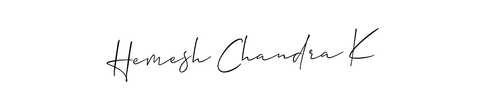 How to make Hemesh Chandra K name signature. Use Allison_Script style for creating short signs online. This is the latest handwritten sign. Hemesh Chandra K signature style 2 images and pictures png