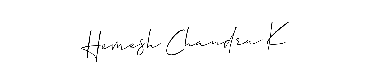 Use a signature maker to create a handwritten signature online. With this signature software, you can design (Allison_Script) your own signature for name Hemesh Chandra K. Hemesh Chandra K signature style 2 images and pictures png