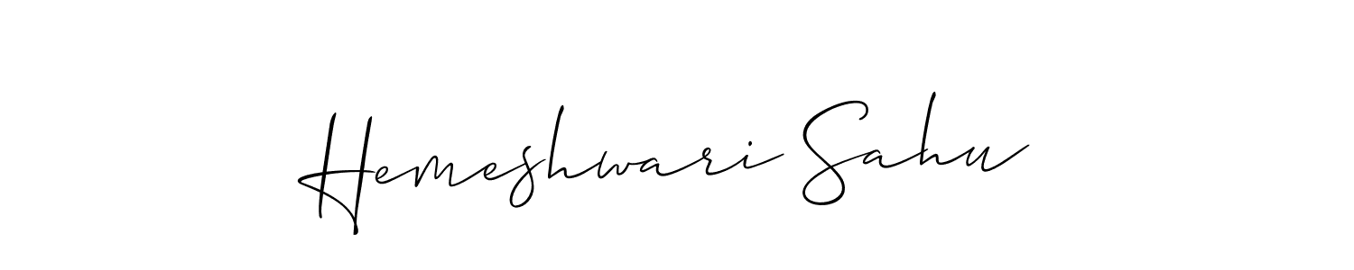 The best way (Allison_Script) to make a short signature is to pick only two or three words in your name. The name Hemeshwari Sahu include a total of six letters. For converting this name. Hemeshwari Sahu signature style 2 images and pictures png