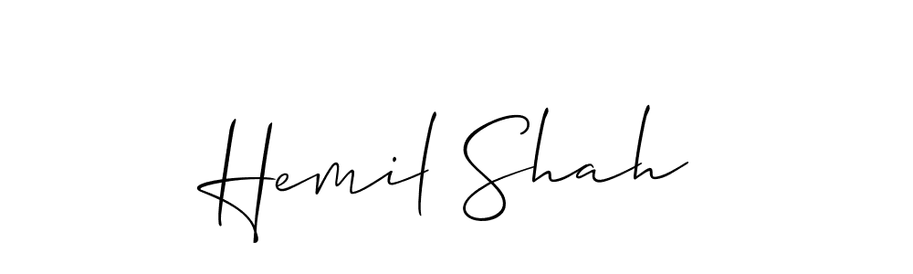 How to Draw Hemil Shah signature style? Allison_Script is a latest design signature styles for name Hemil Shah. Hemil Shah signature style 2 images and pictures png